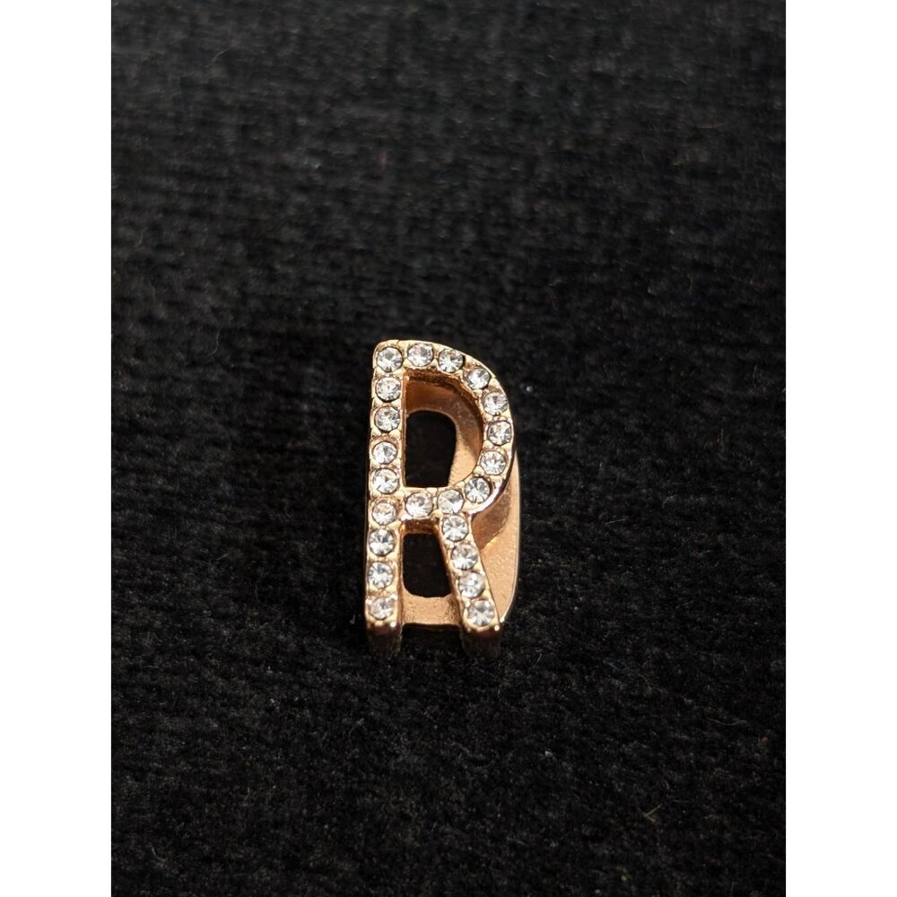 Keep Collective Initial Letter R Crystal Slide‎ Charm Clear Birthstone Gold Tone